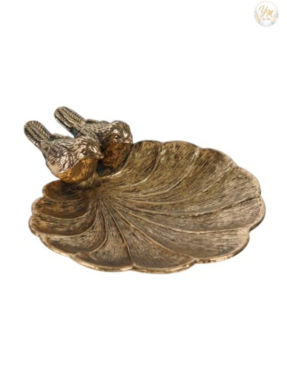 Vintage Gold Metal Bird Trinket Tray Jewelry Dish Ring Organizer